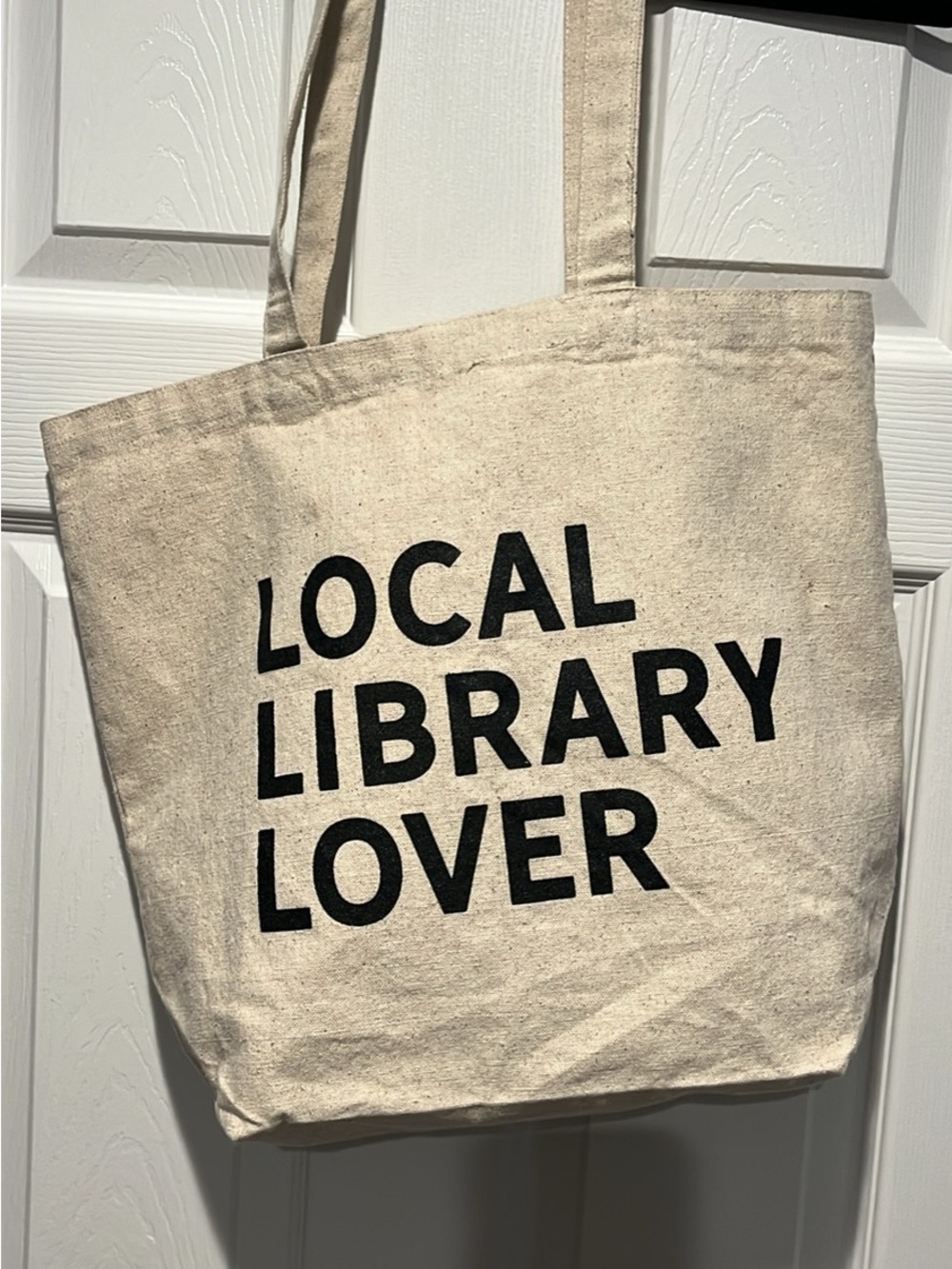 Local Library Lover Canvas Tote - Natural with Black Text